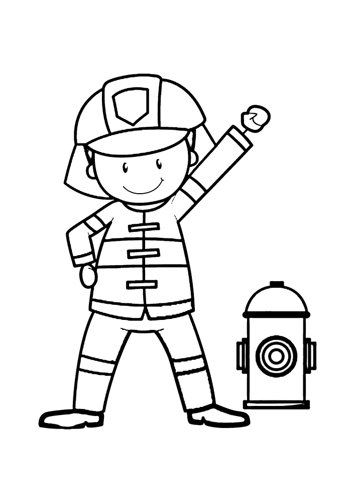A little man helping to fight a fire.