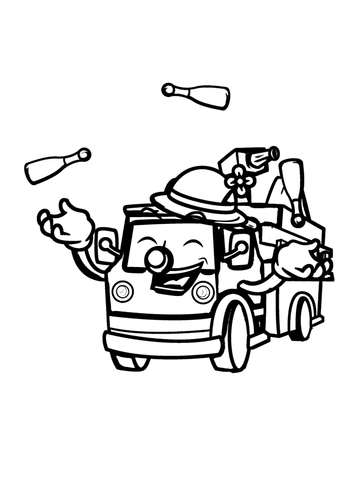 Jonglierender Feuerwehrauto