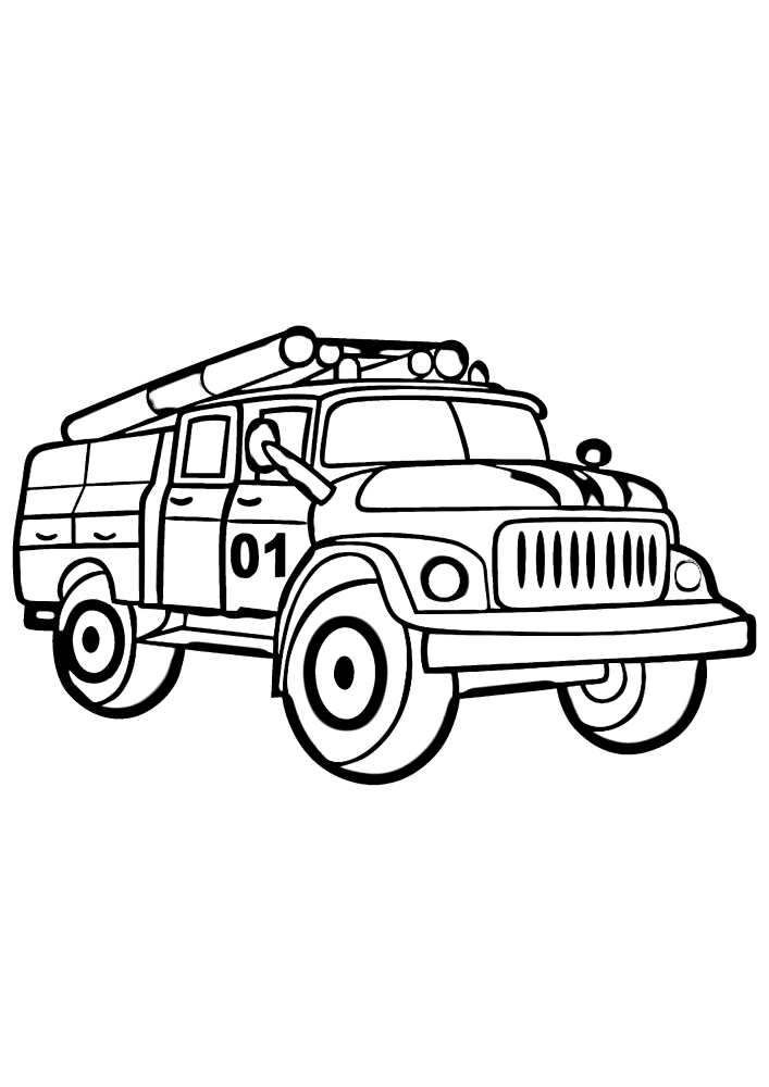 Fire truck that helps fight the fire-coloring book