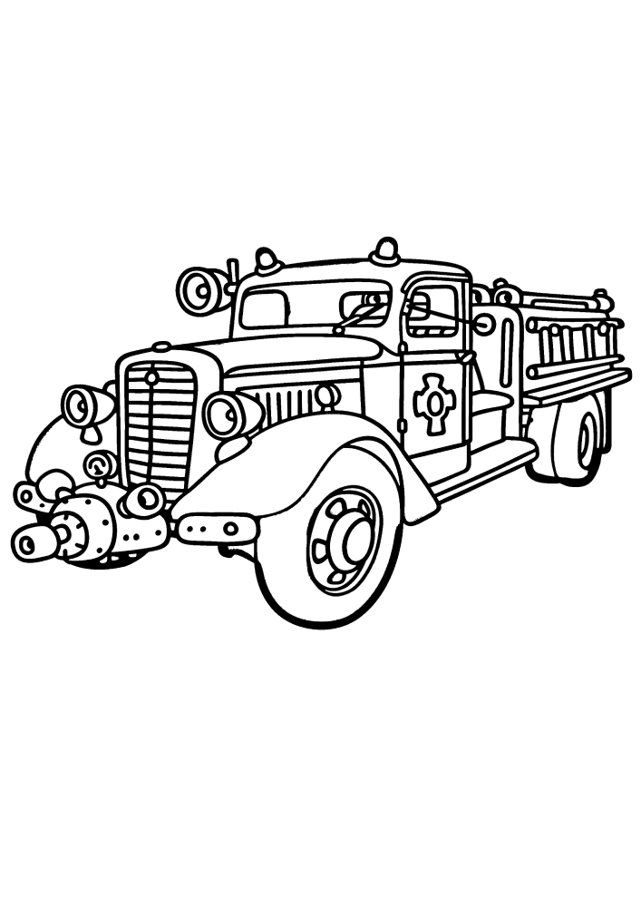 Старинная версия пожарной машины