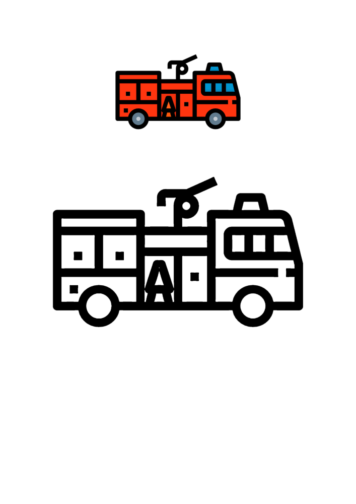 Colorir caminhão de bombeiros para crianças e padrão de decoração