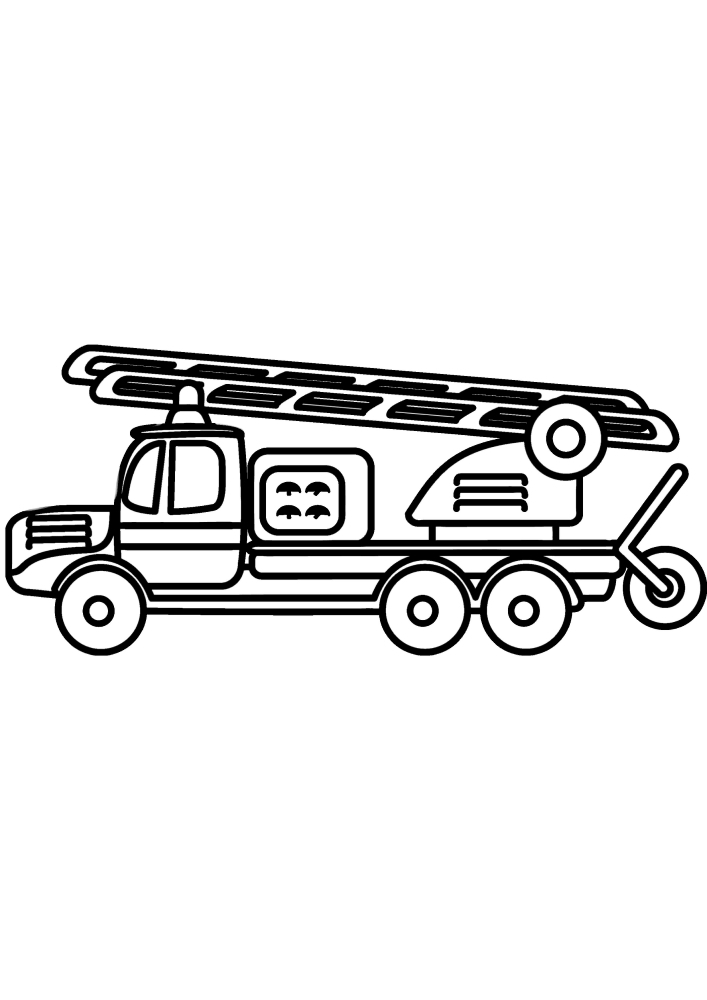 Fire Truck with ladder-coloring book for kids