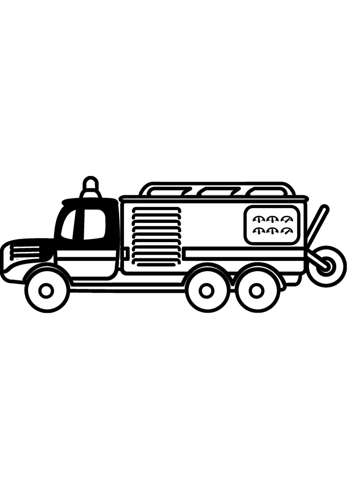 Coloriage camion rouge (camion de pompiers) pour les enfants
