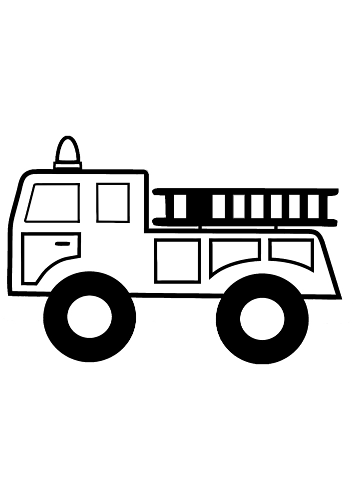 Coloriage facile de camion de pompiers pour les enfants
