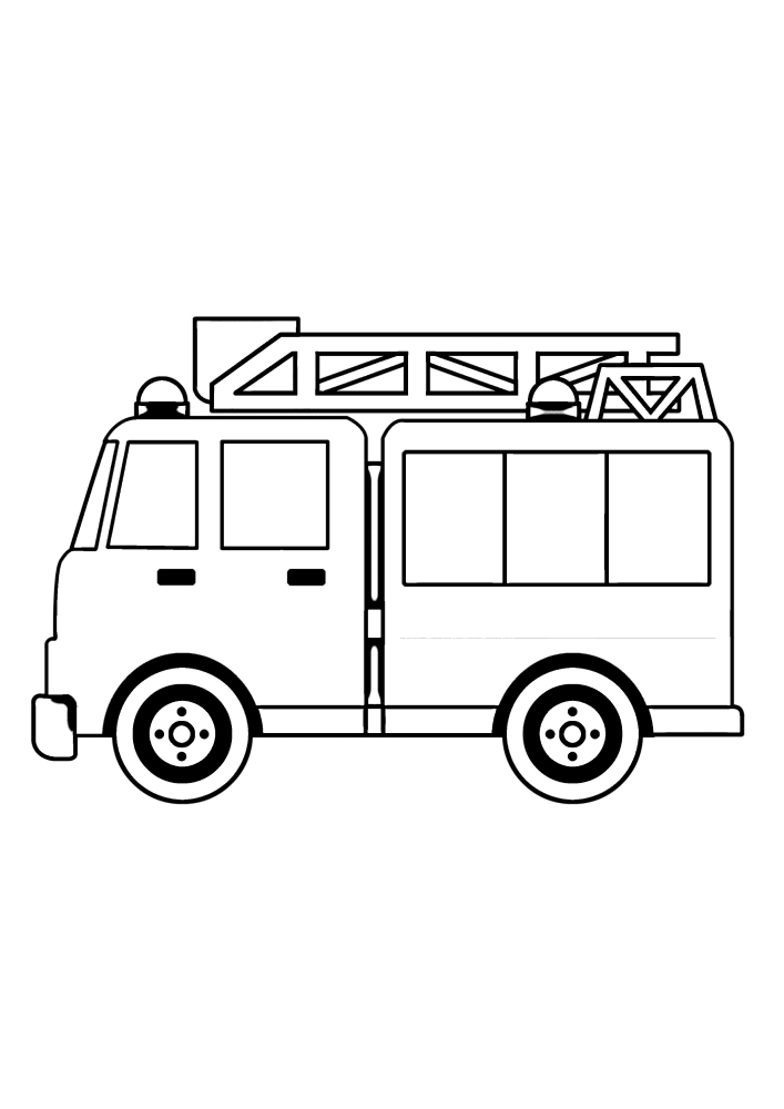 Una escalera en un camión de bomberos desempeña un papel importante en un incendio.
