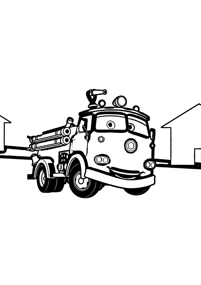 Colorear camión de bomberos de dibujos animados 