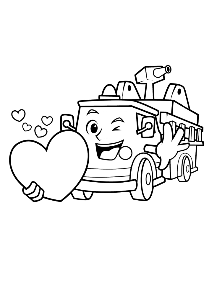 Fire truck holds a heart