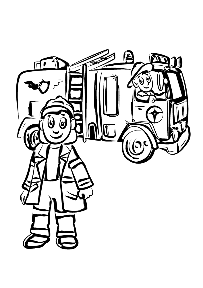 Fröhliche Feuerwehrleute