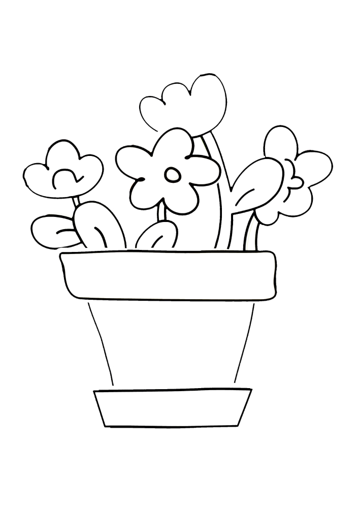 Flowers in a pot-coloring book for children