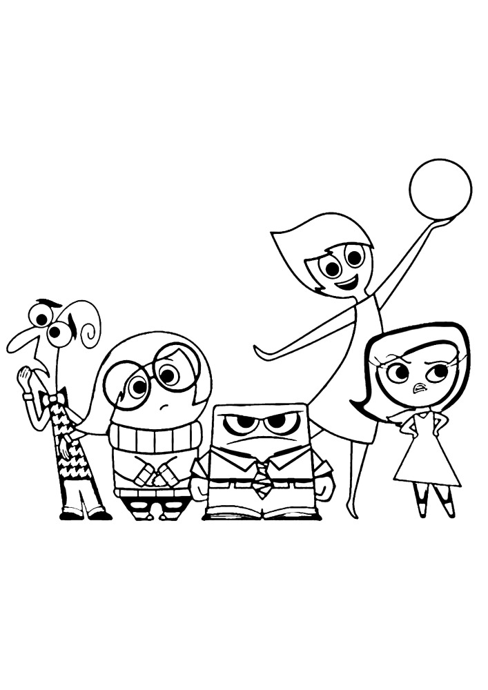 Personajes de dibujos animados Inside Out - colorear gratis