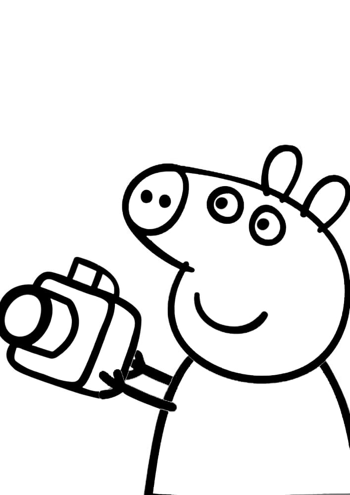 Свинка Пеппа фотографируют свою семью на фотоаппарат