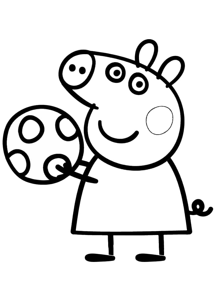 Peppa Pig is playing with a ball