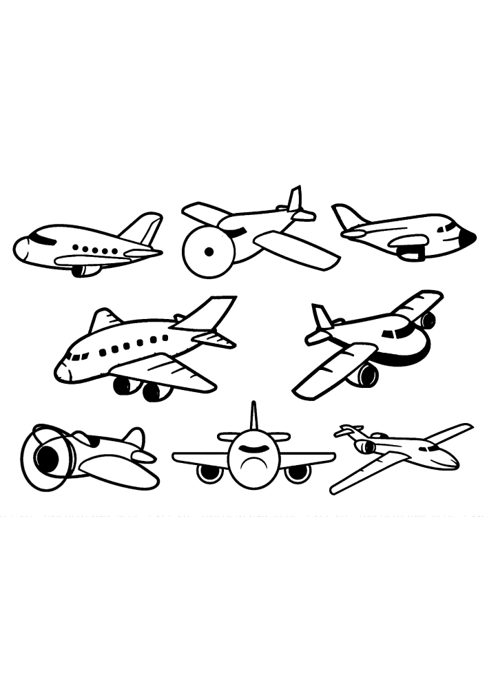 Набор самолётов - раскраска