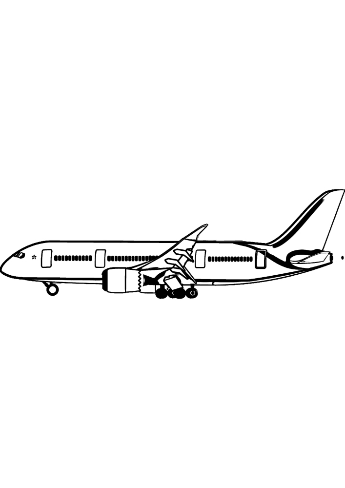 Avião de passageiros para colorir