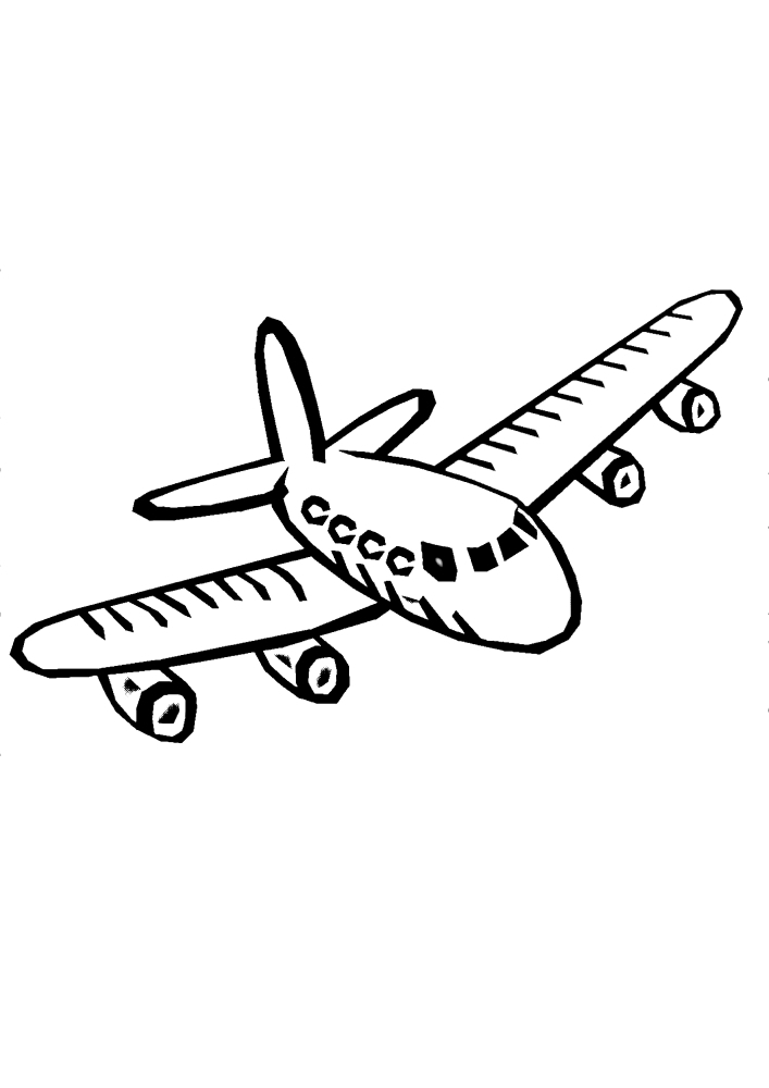 Airplane in flight - black and white image