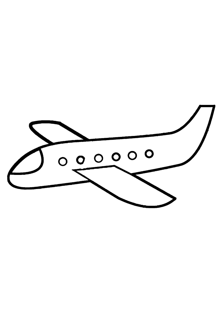 Avión-imagen en blanco y negro para niños pequeños
