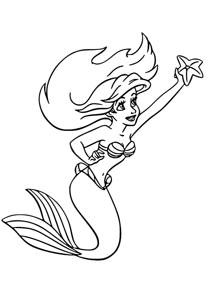 Ariel bajo el agua-colorear