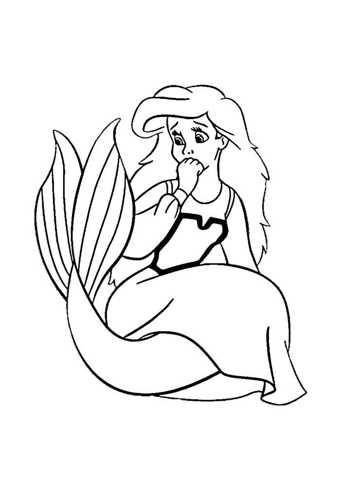 Ariel et la statue en pierre de son Prince-coloriage