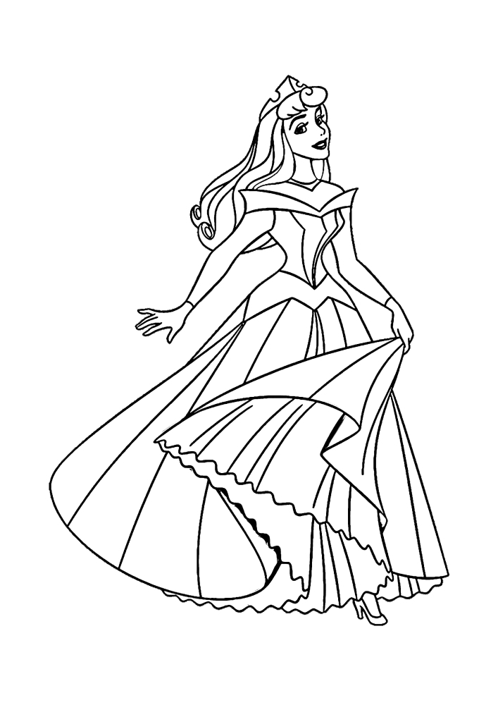 Ariel en robe de coloriage