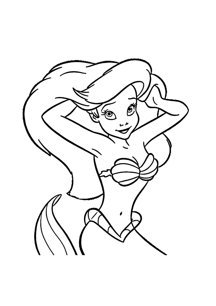Ariel adjusts her lush hair