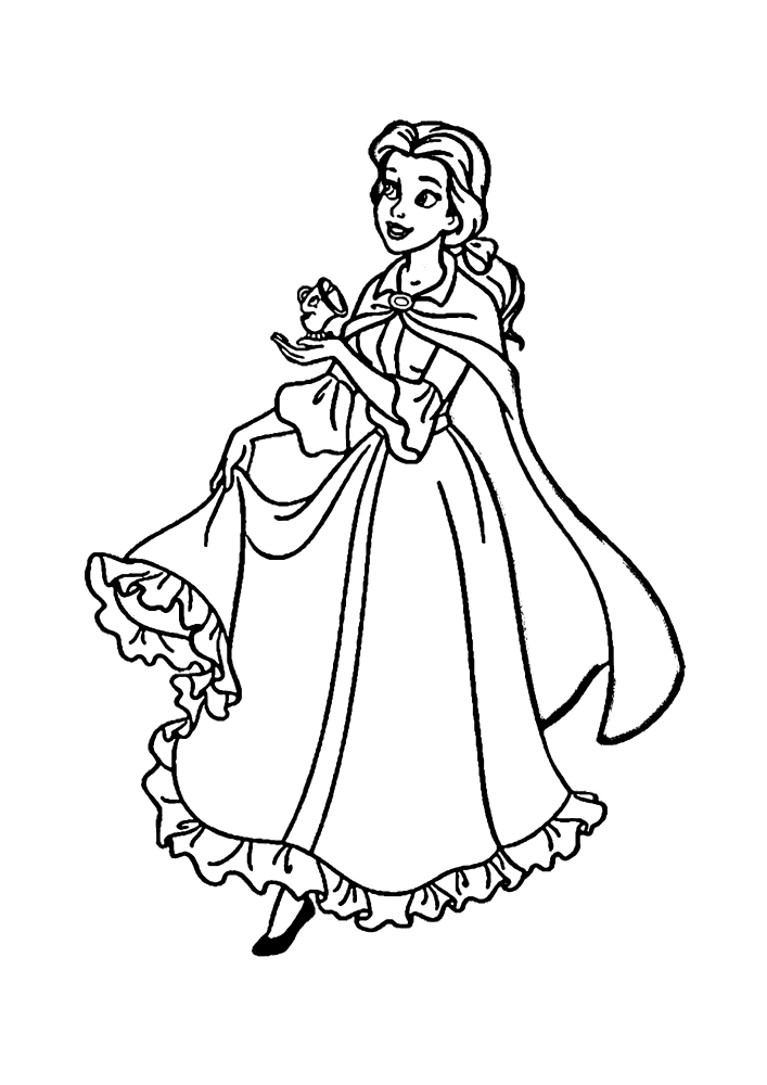 Belle-coloriage et l'option proposée pour décorer la princesse