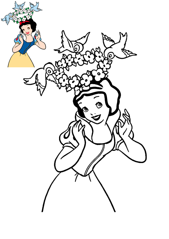 Snow White-coloring book and coloring template.