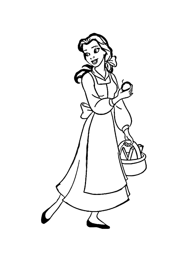 Prinzessin hält einen Apfel - ausmalbild