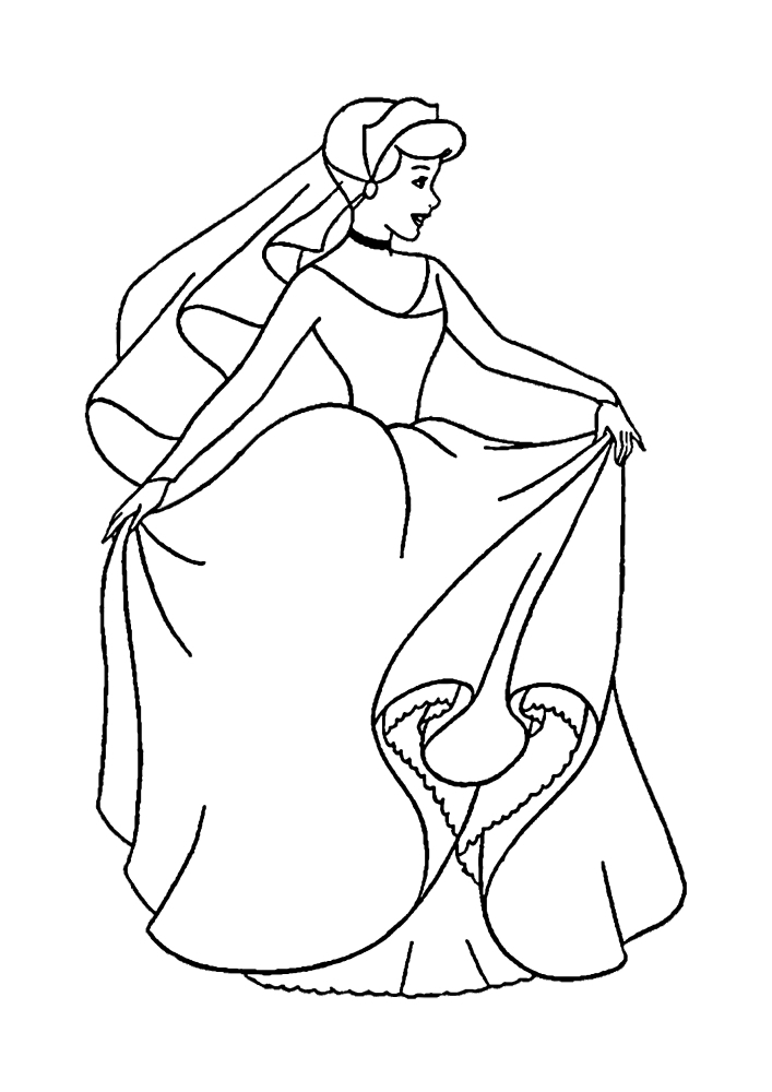 Cinderela e seu lindo vestido exuberante.