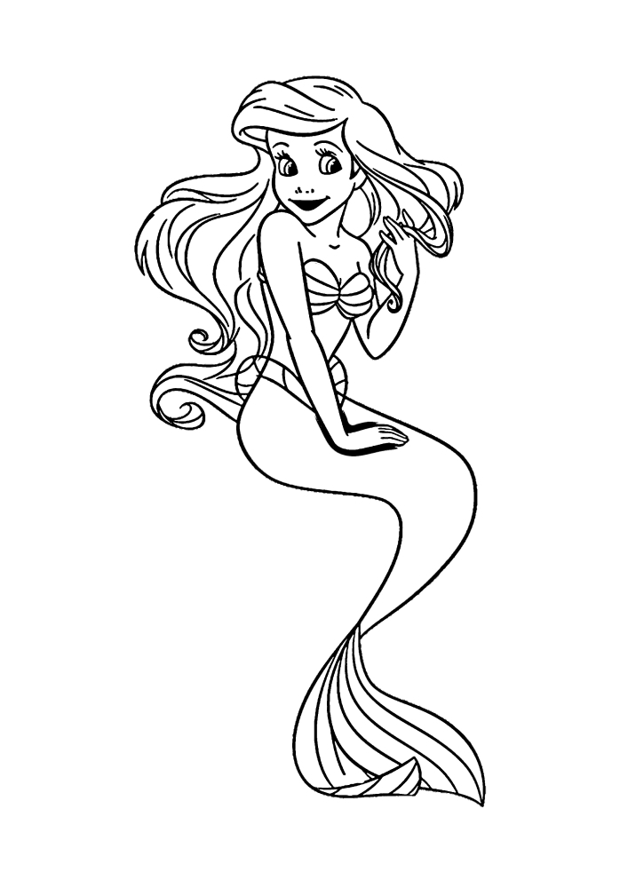 Ariel en robe de coloriage