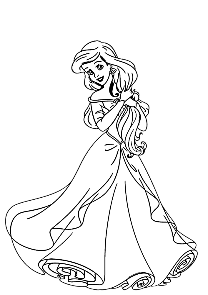 Ariel trägt ein Kleid.