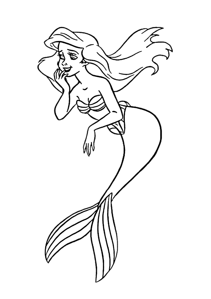 Rosto da Pequena Sereia Ariel-livro de colorir