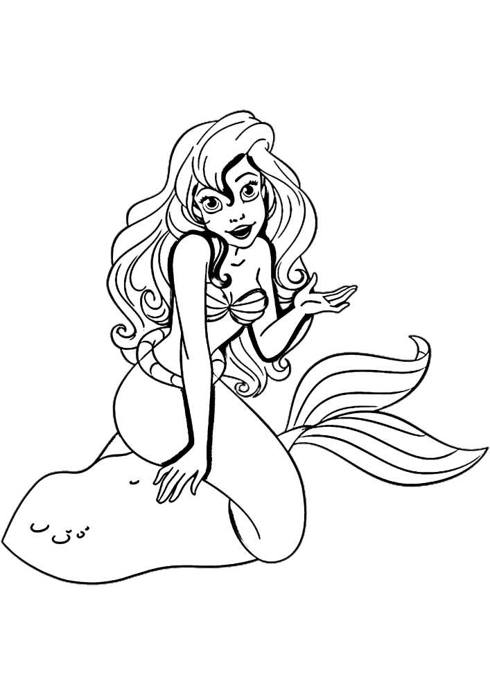 Ariel entre conchas - colorear