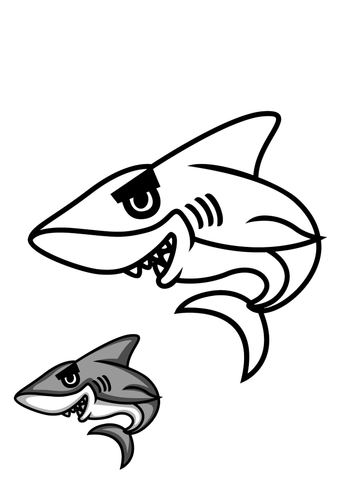 Shark coloring book and coloring sample