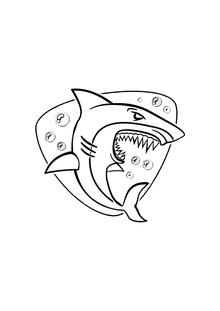 Tiburón con tridente - colorear