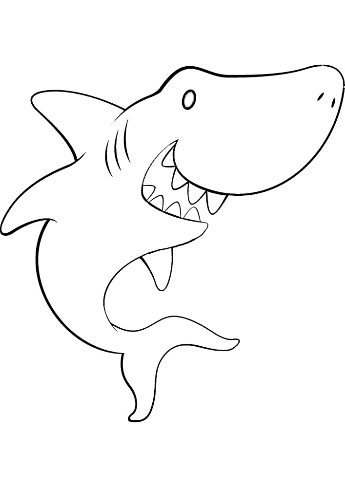 Милая акула - раскраска