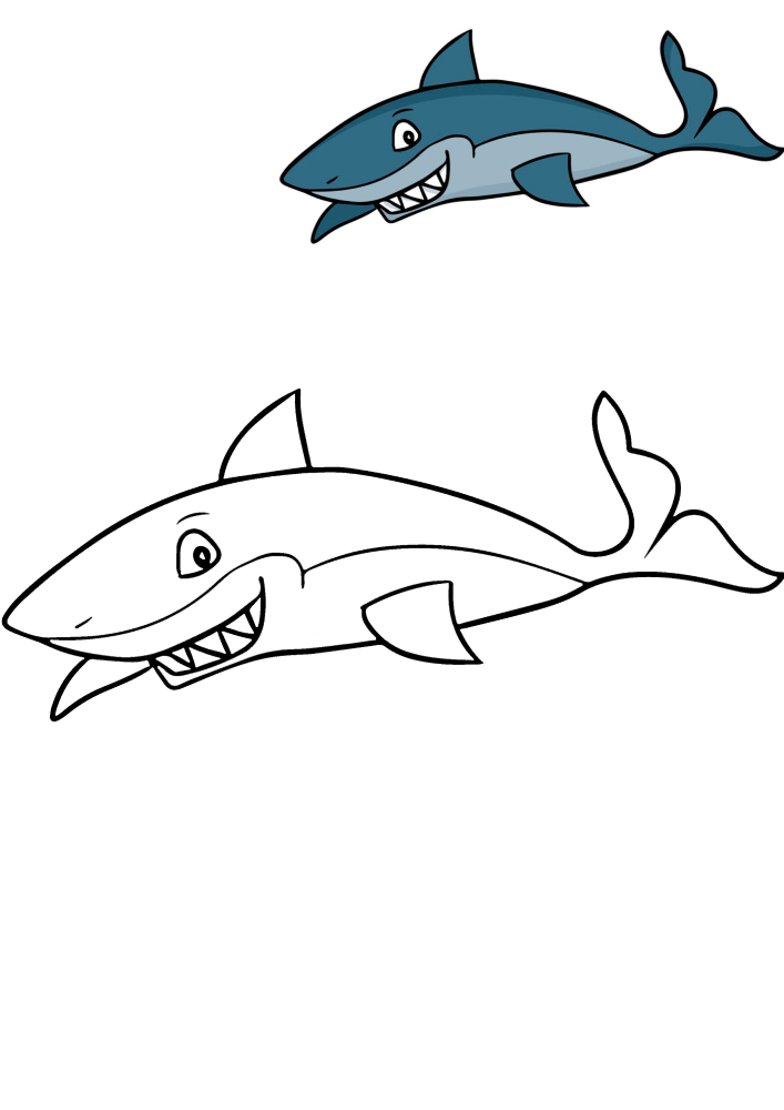 Tubarão e padrão de decoração-livro de colorir para crianças