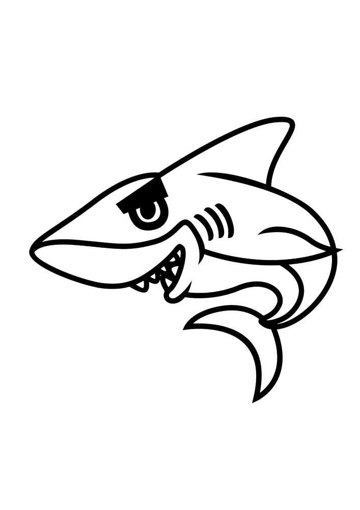 Tiburón-imagen en blanco y negro para niños