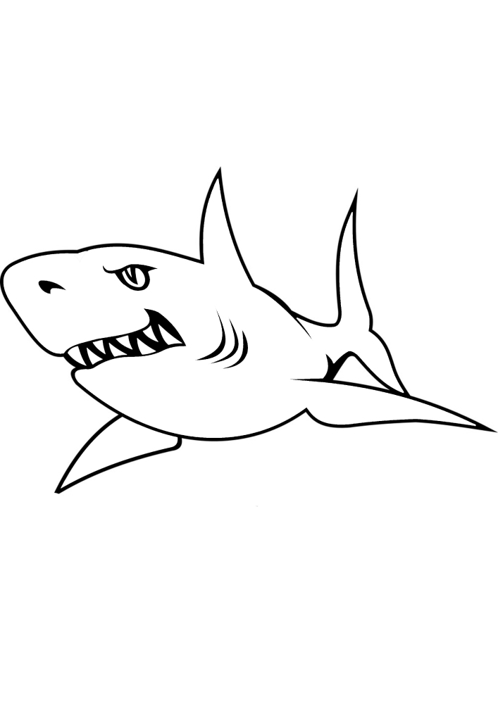 Fácil de colorear tiburón para niños pequeños