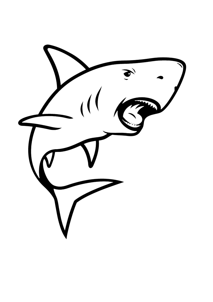 Распечатать раскраску акулы
