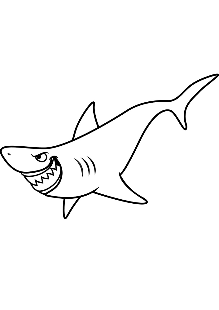 Tiburón mordisqueando tablero de colorear con patrón de pintura