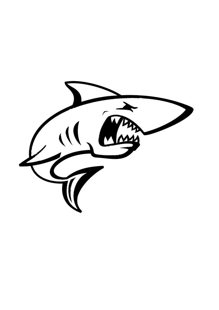 Злая акула - раскраска