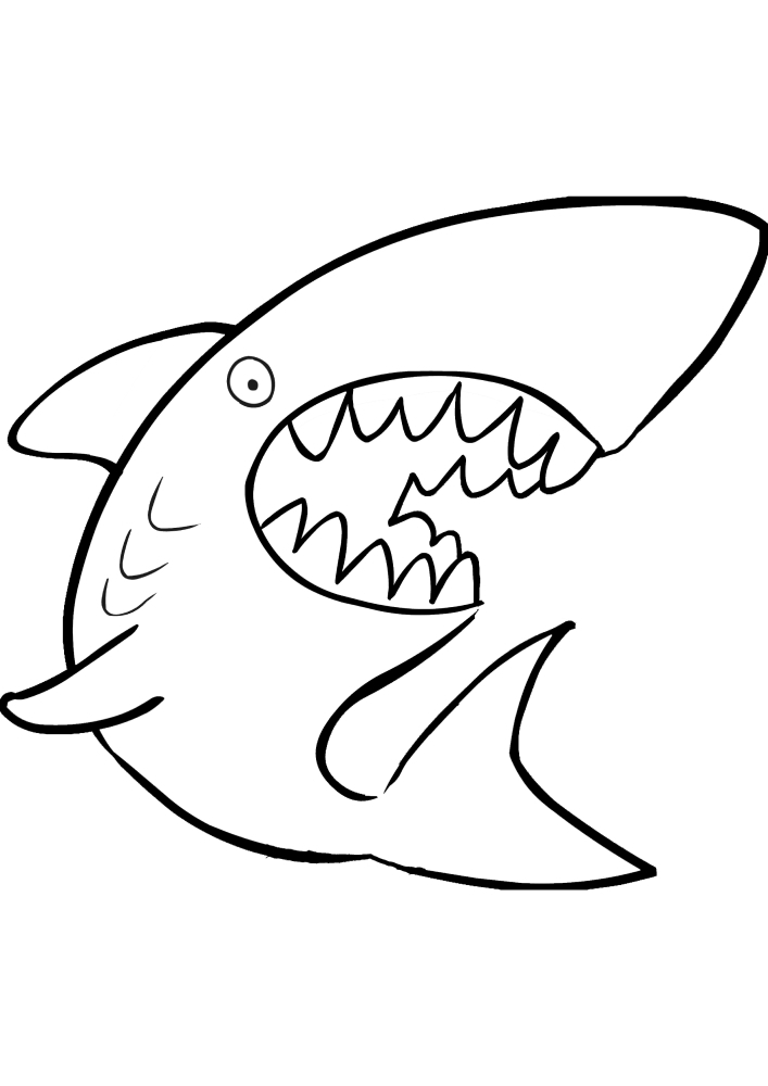 Tiburón-imagen en blanco y negro para niños