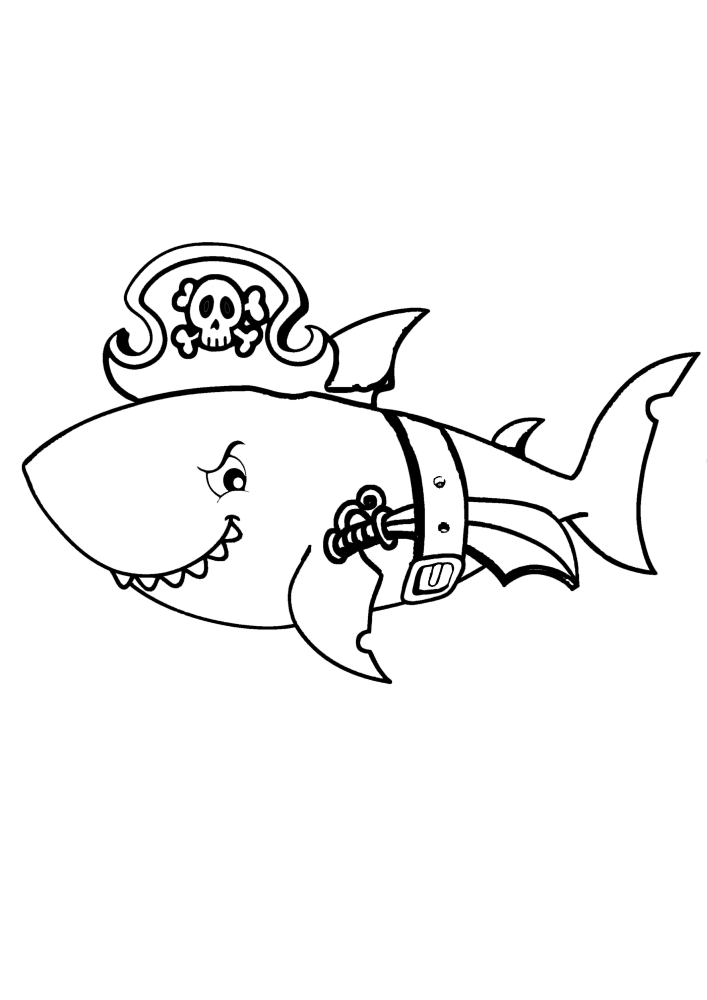 Раскраска акулы-пирата