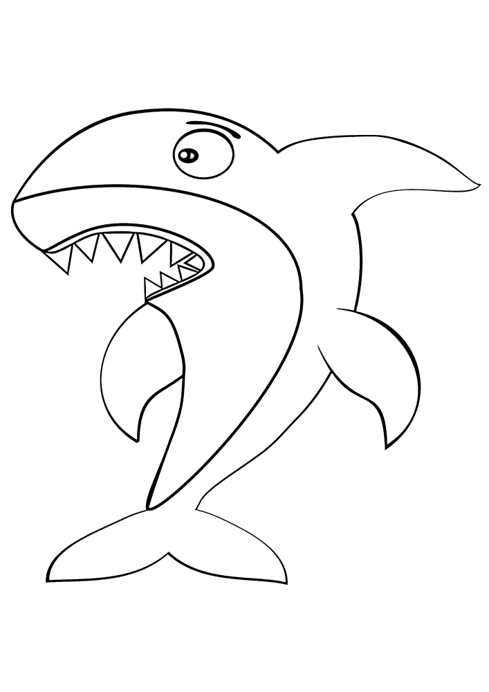 Tiburón con tridente - colorear
