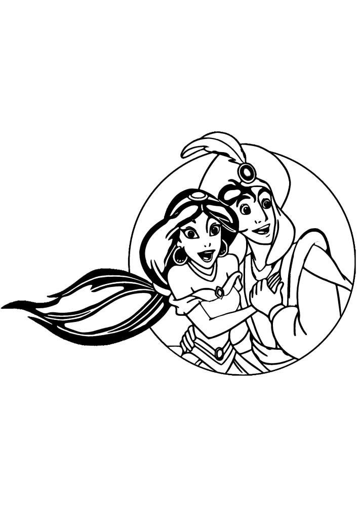 Os amados Aladdin e Jasmine sentam-se em um gênio mágico