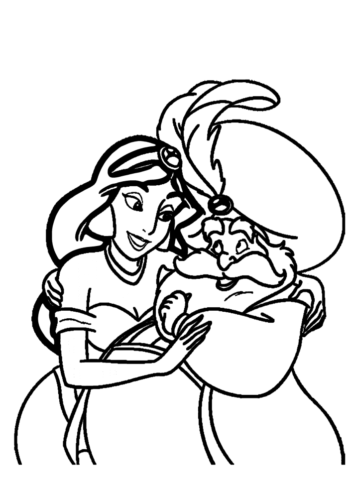 Jasmine et Aladdin-coloriage