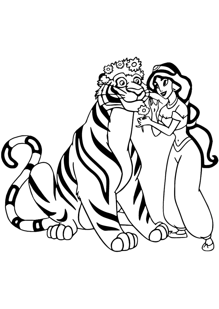 Coloriage de Jasmine et Aladdin