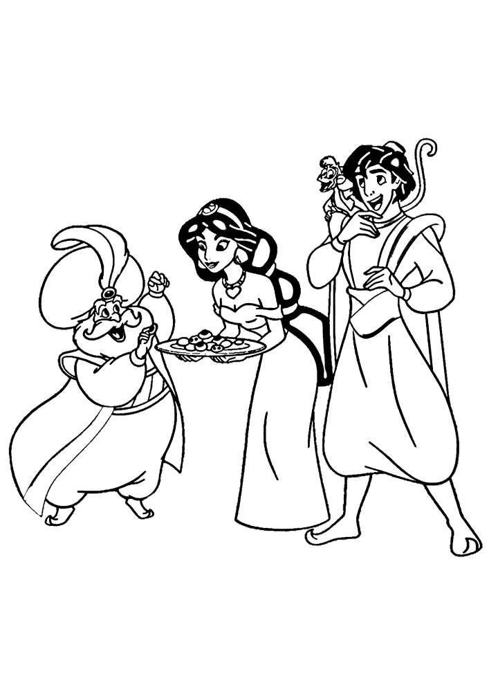 Os amados Aladdin e Jasmine sentam-se em um gênio mágico
