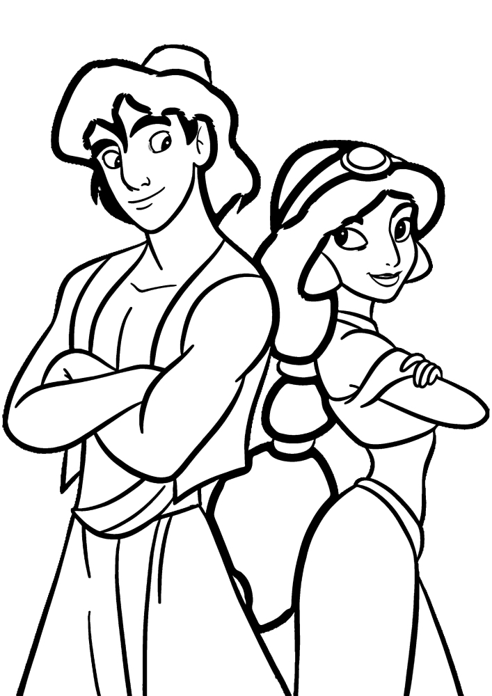 Los novios Aladdin y Jasmine se sientan en un Genio mágico