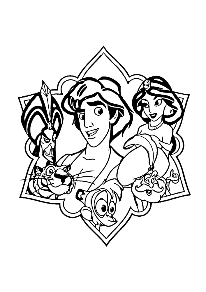 Aladdin segura uma lâmpada mágica para colorir